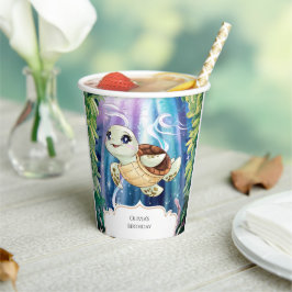 Vasos De Papel Cumpleaños de la tortuga infantil pastel mágica