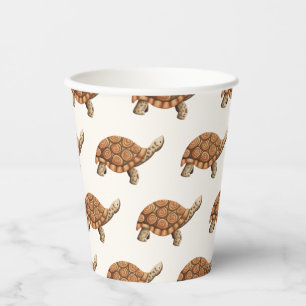 Vasos De Papel Cumpleaños de la Tortuga Marrón