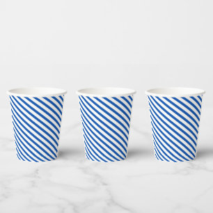 Vasos De Papel Cumpleaños de las franjas blanca y azul