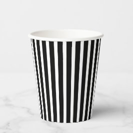 Vasos De Papel Cumpleaños de las franjas gótica negra y blanca