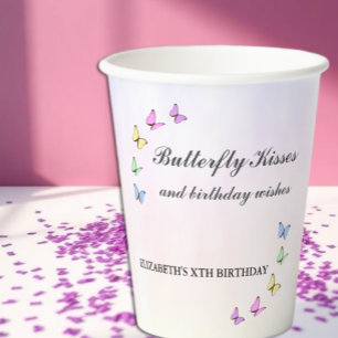 Vasos De Papel Cumpleaños de las Mariposas Coloridas