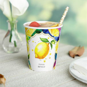 Vasos De Papel Cumpleaños de limón mágico cúbico
