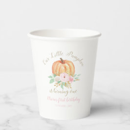 Vasos De Papel Cumpleaños de Little Pumpkin con rosa y dorado