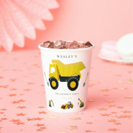 Vasos De Papel Cumpleaños de los camiones de construcción