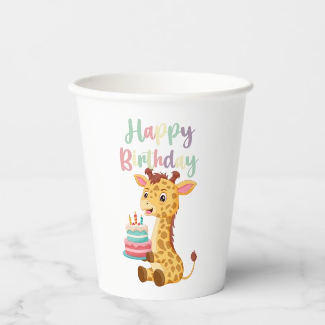 Vasos De Papel Cumpleaños de los Niños con Happpy (Anverso)