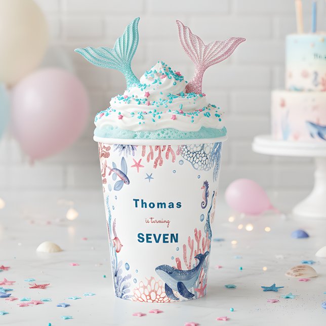 Vasos De Papel Cumpleaños de los niños de la acuarela Under Sea (Subido por el creador)