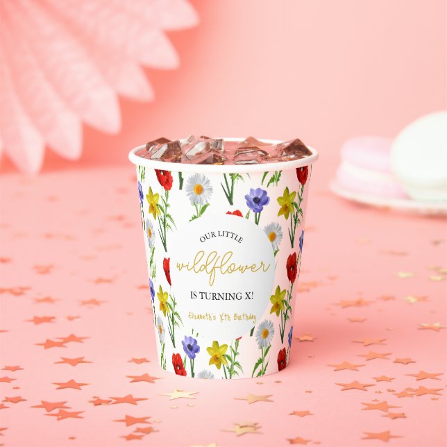 Vasos De Papel Cumpleaños de los niños de Little Wildflower (in situ)