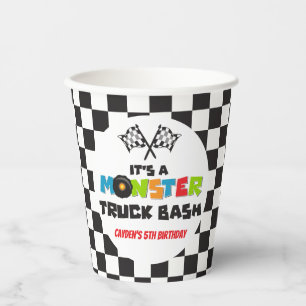 Vasos De Papel Cumpleaños de monstruos de camiones monstruo