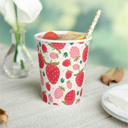 Vasos De Papel Cumpleaños de niña 1er Cumpleaños Rosa Rojo Fresa 