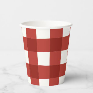 Vasos De Papel Cumpleaños de niñas Plaid Gingham Cherry