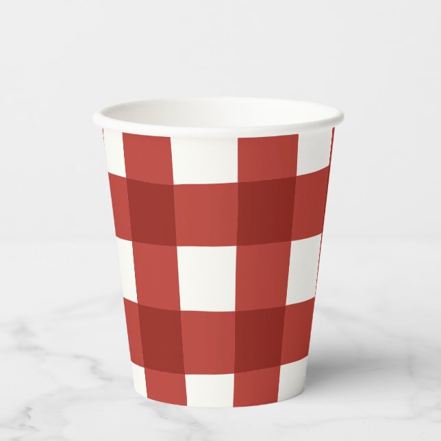 Vasos De Papel Cumpleaños de niñas Plaid Gingham Cherry (Anverso)