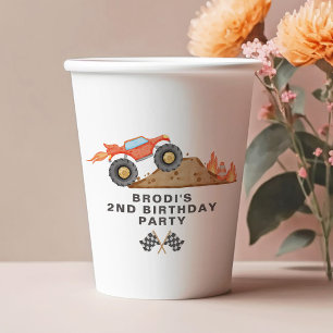 Vasos De Papel Cumpleaños de niño del camión monstruo rojo BRODI