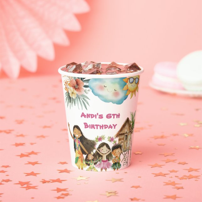 Vasos De Papel Cumpleaños de niños Aloha Luau (in situ)