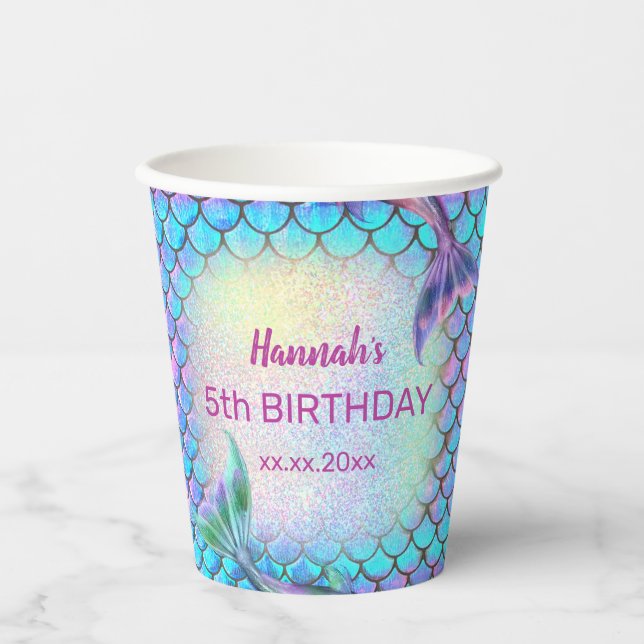 Vasos De Papel cumpleaños de niños con sirenas (Anverso)