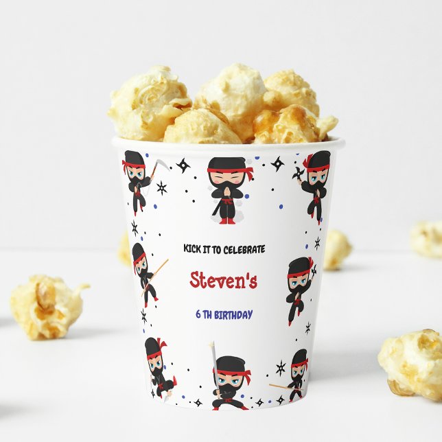 Vasos De Papel cumpleaños de niños estilo Ninja (Subido por el creador)