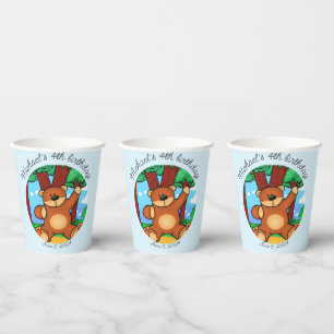Vasos De Papel Cumpleaños de oso en pradera 