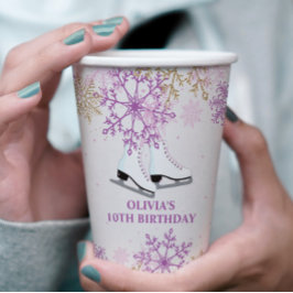 Vasos De Papel Cumpleaños de patinaje sobre hielo copo de nieve p