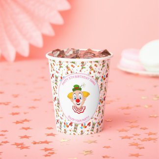 Vasos De Papel Cumpleaños de Payaso Personalizado Fiesta Divertid