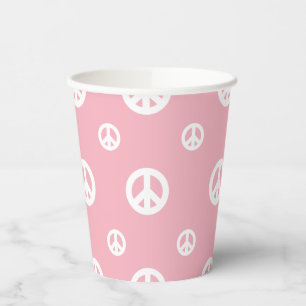 Vasos De Papel cumpleaños de paz de Retro Rosado