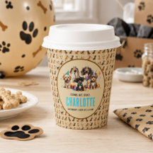 Cumpleaños de perro fiesta de cachorros acuarela
