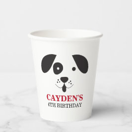Vasos De Papel Cumpleaños de perro manchado blanco y negro