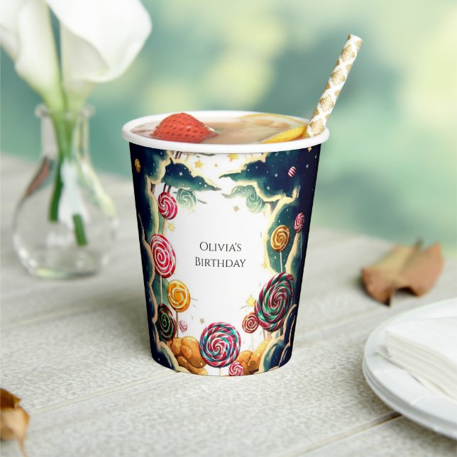 Vasos De Papel Cumpleaños de personalizado Cute Candyland (in situ)