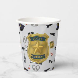 Vasos De Papel Cumpleaños de policía con tema de policía
