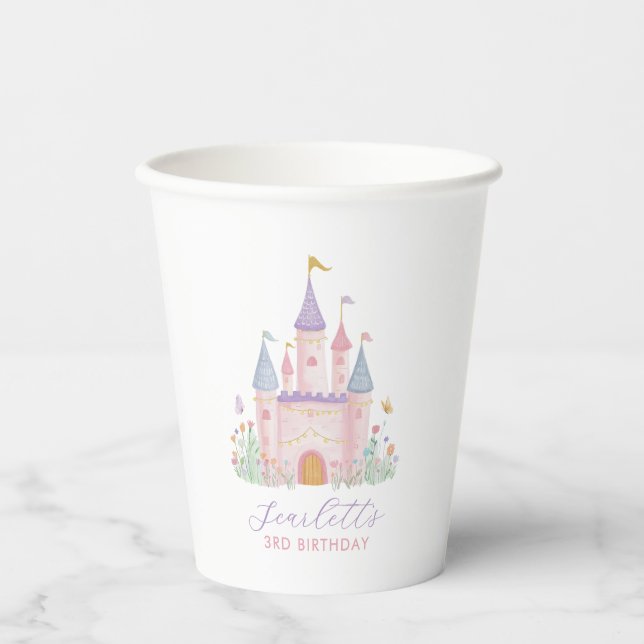 Vasos De Papel Cumpleaños de Princesa Castillo Encantado Fiesta d (Anverso)