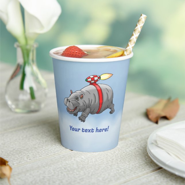 Vasos De Papel Cumpleaños de Rocket Hippo (in situ)