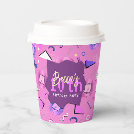 Vasos De Papel Cumpleaños de Tamagotchi Rosa Retro