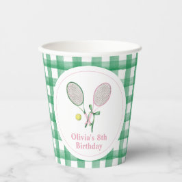 Vasos De Papel Cumpleaños de tenis a cuadros preppy