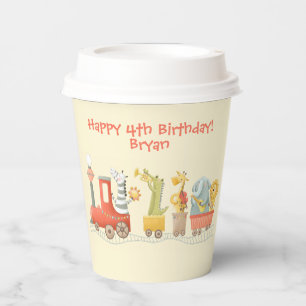 Vasos De Papel Cumpleaños de tren de animales musicales