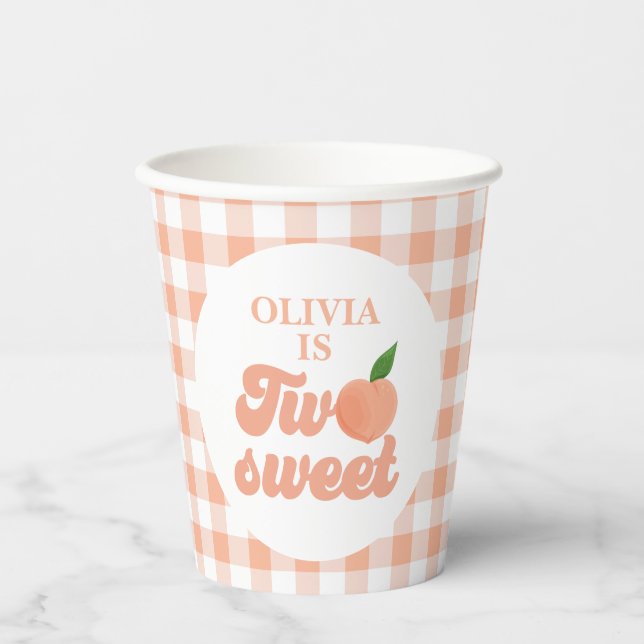 Vasos De Papel Cumpleaños de Two Sweet Peach (Anverso)