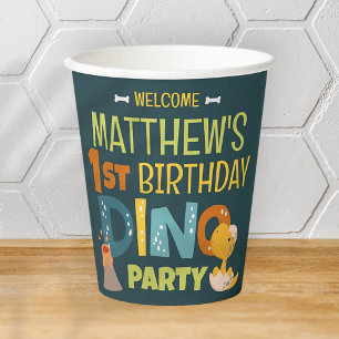 Vasos De Papel Cumpleaños de un niño de dinosaurio chino moderno