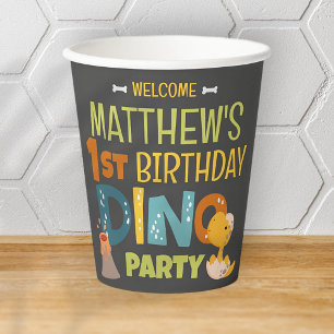 Vasos De Papel Cumpleaños de un niño de dinosaurio chino moderno