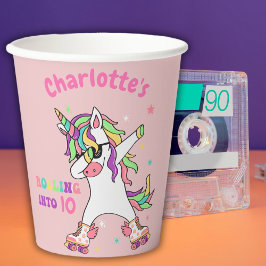 Vasos De Papel Cumpleaños de Unicorn Dabbing Roller