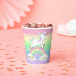 Vasos De Papel Cumpleaños de Unicornio Arcoíris