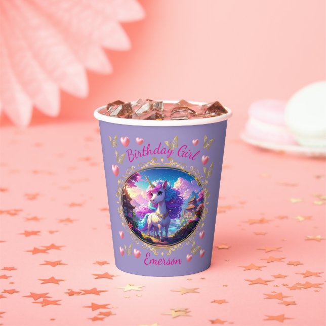 Vasos De Papel Cumpleaños de Unicornio Mágico (in situ)