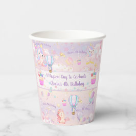 Vasos De Papel Cumpleaños de Unicornio personalizado