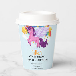 Vasos De Papel Cumpleaños de Unicornio y Arcoíris