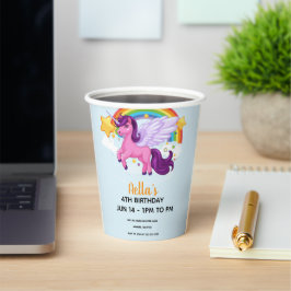 Vasos De Papel Cumpleaños de Unicornio y Arcoíris