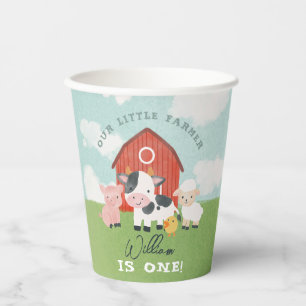 Vasos De Papel Cumpleaños de vaquero de granja de animales de vaq