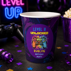 Vasos De Papel Cumpleaños de videojuegos Sube de Nivel