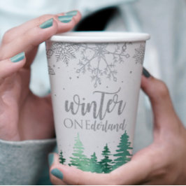 Vasos De Papel Cumpleaños de Winter Onederland copos de nieve árb
