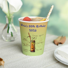 Vasos De Papel Cumpleaños del amanecer de Tequila