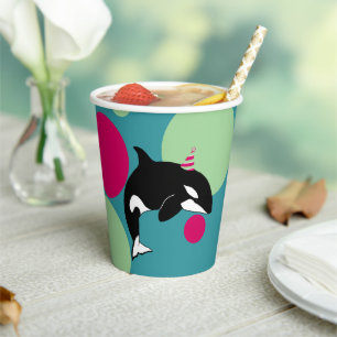 Vasos De Papel Cumpleaños del asesino de ballenas personalizable