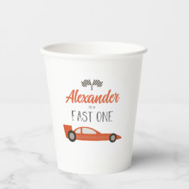 Vasos De Papel Cumpleaños del Auto de Carreras Rojo Veloz