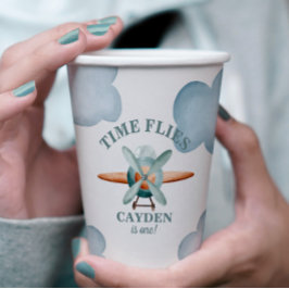 Vasos De Papel Cumpleaños del avión Time Flies