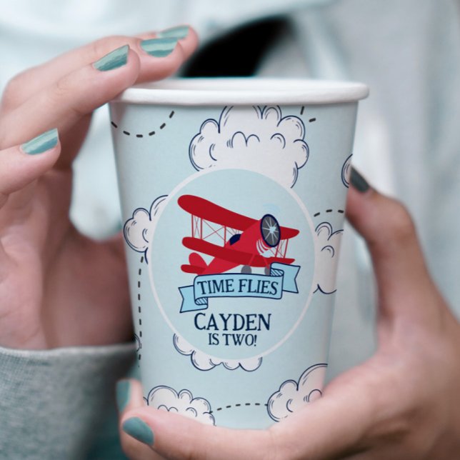 Vasos De Papel Cumpleaños del avión Time Flies (Subido por el creador)