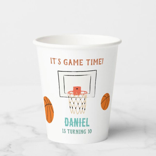Vasos De Papel Cumpleaños del baloncesto (Anverso)